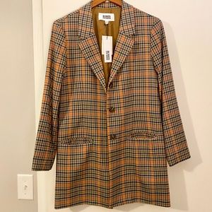 NWT Women’s BB Dakota “Prep School” Oversized Blazer in Orange Plaid